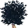 GREENTIME 6 Pack Artificial Black Italian Ruscus Stems 23.5'' Faux Halloween Leaf Bouquet for Vase Fireplace Table Centerpiece Decor