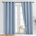 NICETOWN Vintage Blue Blackout Curtains for Living Room 84 inches Long - Thermal Insulated Grommet Room Darkening Window Treatments Sound Reducing Drapes for Bedroom, 2 Panels, W52 x L84
