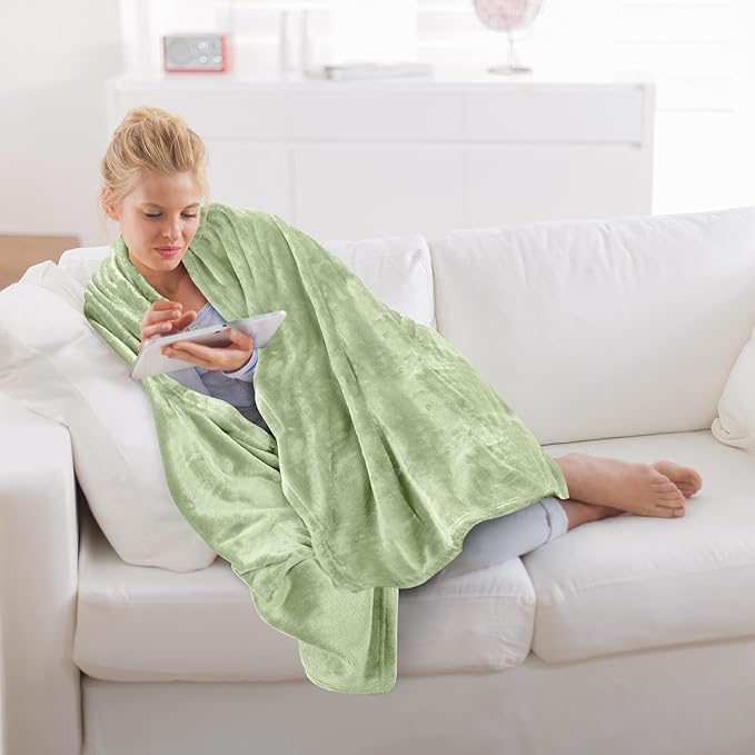 Utopia Bedding Fleece Blanket Throw Size Sage Green 300GSM Luxury Anti-Static Fuzzy Soft Microfiber Blanket for Couch, Sofa and Bed (60x50 Inch)