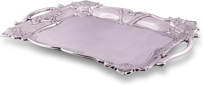 Arthur Court Designs Aluminum Fleur-De-Lis Rectangle 19 inch x 13.5 inch