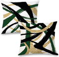 Black Gold and Green Pillow Covers, Abstract Black and Gold Pillow Covers 20x20 Set of 2, Modern Boho Decorative Throw Pillows Cover for Couch Bed Living Room