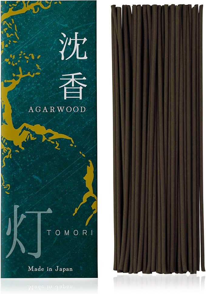 Agarwood Premium Japanese Incense Sticks 60sticks Coreless Low Smoke Natural Charcoal Free Non Toxic Temple Kyoto Aroma Aromatherapy Meditation Calming Stress Relief Relaxation Yoga ZenTOMORI