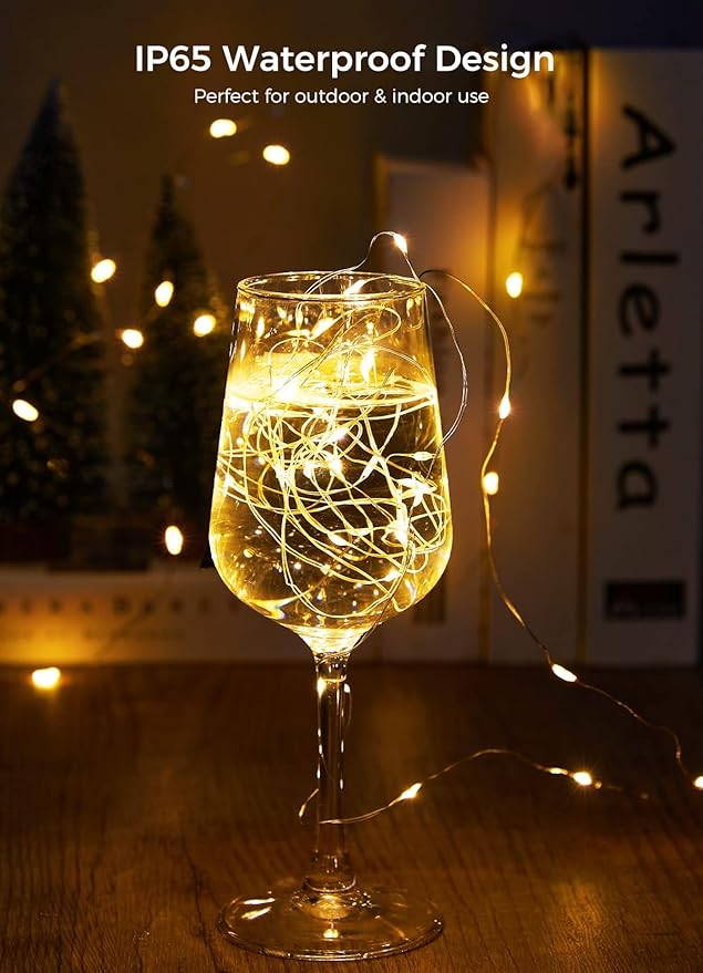 Brightown 12 Pack Led Fairy Lights Battery Operated String Lights Waterproof Silver Wire 7 Feet 20 Led Firefly Starry Moon Lights for DIY Wedding Party Bedroom
