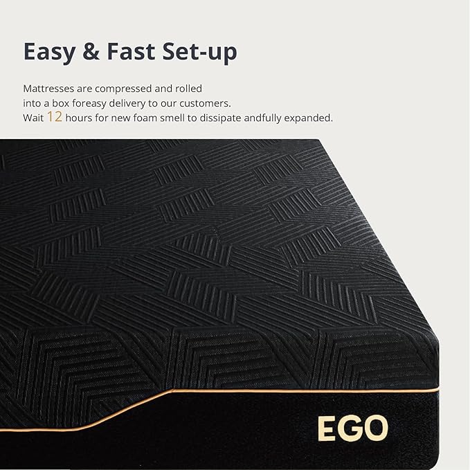EGOHOME 14 Inch California King Memory Foam Mattress for Back Pain, Cooling Copper Gel Bed in a Box, Foam Made in USA, CertiPUR-US Certified, Therapeutic Medium Firm, 72x84x14 Black