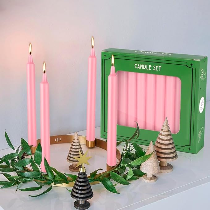 Set of 40 Pink Candles – Spell Chime Candles for Valentine's Day,Wedding,Rituals, Prayer, Birthdays, Meditation, Altar -0.5X4 Inch Tall, Unscented (Pink)