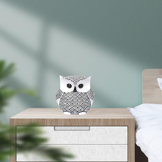 Artpaul Owl Decor Home Décor Accents Small Decor Items for Shelf Owl Figurines Home Decor Owl Decorations for Home, Office, Gifts for Owl Lover (White)