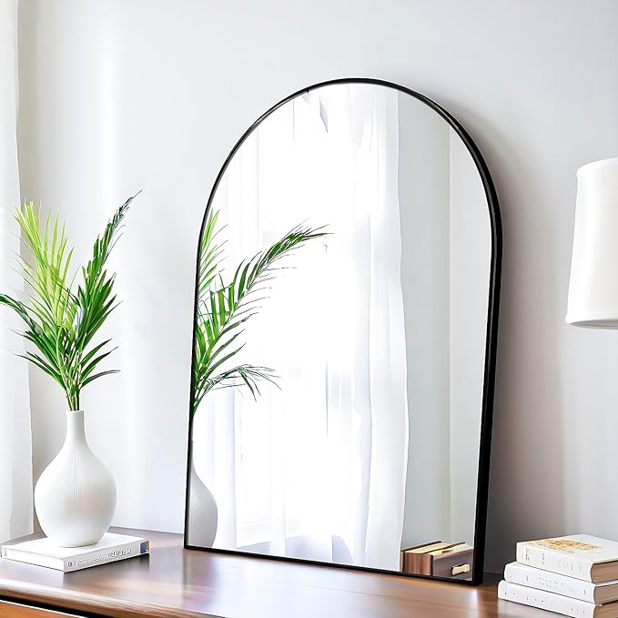 20x30 Arch Mirror Rectangle Wall Mounted Metal Frame Mirrors for Entryway Bedroom Bathroom Living Room 20 30 inch Gold Silver - Black
