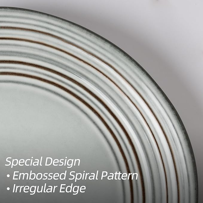 famiware Dinner Plates, 8 Inch Small Plate Set for 6, Dessert Appetizer Speckled Hand-made Ceramic Salad Plates, Microwave & Dishwasher Safe, Scratch Resistant, Twilight Series, Ashy Blue