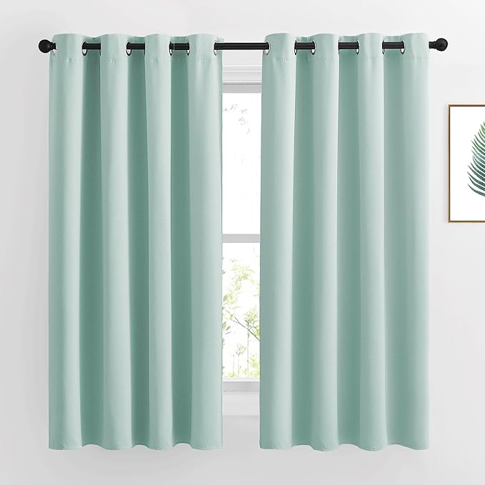 NICETOWN Aqua Blue Room Darkening Curtain Panels - Window Treatment Thermal Insulated Grommet Room Darkening Curtains/Panels/Drapes for Bedroom (2 Panels, 52 by 63, Aqua)