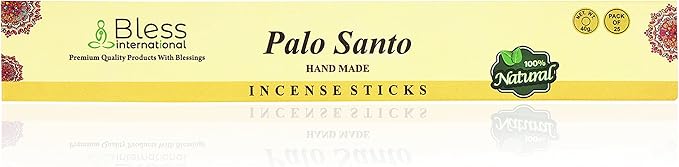 Bless-Palo-Santo 100%-Natural-Handmade-Hand-Dipped-Incense-Sticks Organic-Chemicals-Charcoal-Free Purification-Relaxation-Positivity-Yoga-Meditation Best-Woods-Scent (25 Sticks (1.4 OZ))
