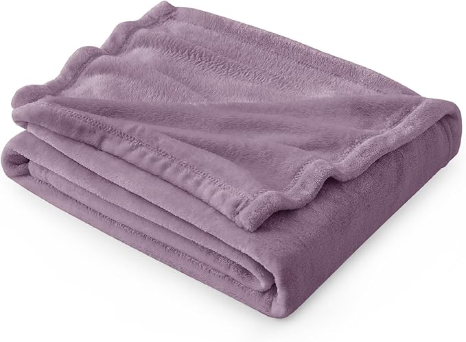 Bedsure GentleSoft Fleece Throw XL Blanket Fog Purple - 300GSM Soft Lightweight Plush Cozy Blankets for Bed, Sofa, Couch, Travel, Camping, 50x70 inches