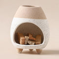 Palo Santo Holder Burner, Handcrafted Ceramic Incense Holder Burner and Ash Catcher for Palo Santo Sticks or sage Bundles, Smudge Bowl, Meditation Home Decor (White Yellow)