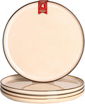 Dinner Plates Set of 4: Ceramic 10.7 Inch Handmade Reactive Glaze Stoneware Plates for kitchen, Modern Dinnerware Plates, Microwave & Dishwasher Safe, Scratch Resistant (Beige)