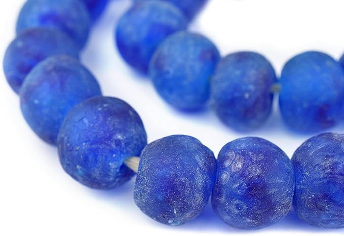 Jumbo Recycled Glass Beads, 21–25mm – African Sea Glass for Wall Hangings, Coffee Table Decor, Shelf Styling, and Home Accents – (Aqua Swirl) – The Bead Chest