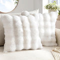 MIULEE Pack of 2 Decorative Pillow Covers Thick Soft Plush Faux Fur Throw Pillows Christmas Luxury Home Decor for Winter Holiday Couch Bedroom Living Room Sofa,20x20 Inch White