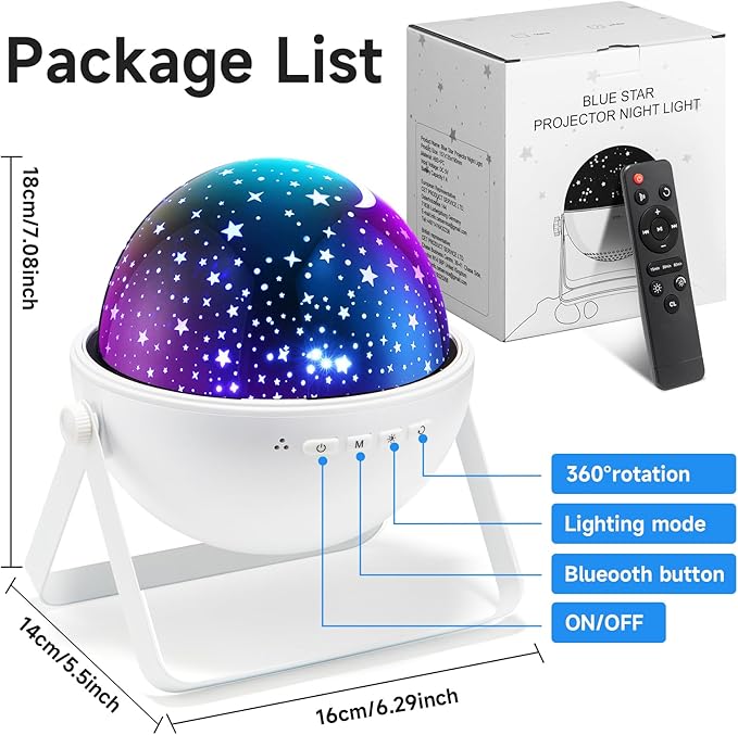 Star Projector for Kids Room, 15 Colors+Bluetooth Music Star Night Light Projector for Bedroom,360°Rotating+AUTO Timer Kids Night Light, Remote Star Projector Lights for Bedroom,Boy Girls Baby Gifts