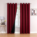 ChrisDowa 100% Blackout Curtains 102 inch Long for Bedroom with Black Liner, 2 Thick Layers Total Blackout Thermal Insulated Grommet Window Curtains 2 Panels Set (Burgundy, 52 x 102 Inch)