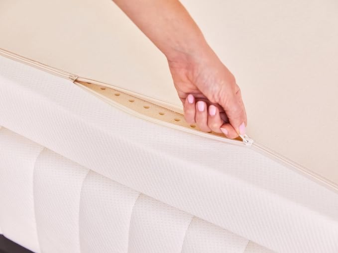 Pure Green Natural Latex Mattress Topper w/Luxury Cover - Firm - 2 Inch - Queen Size (GOTS Certified Organic)