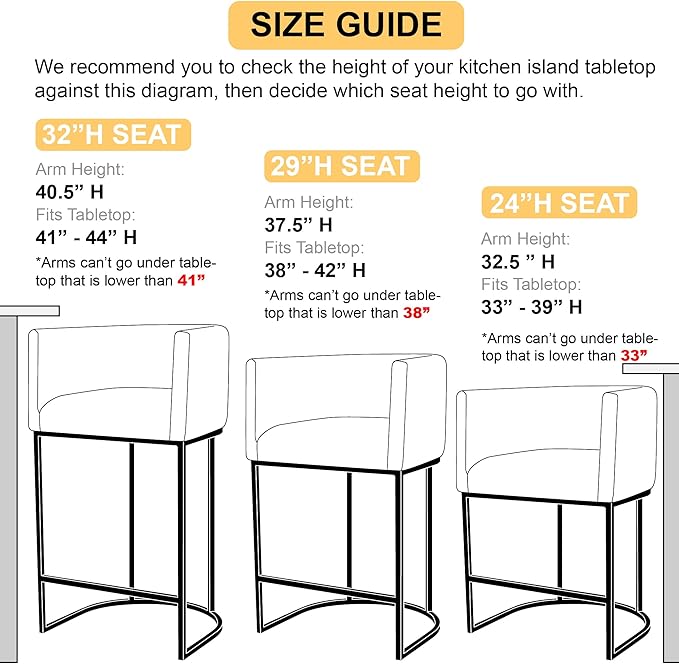 Modern Counter Height Linen Upholstered Bar Stools Set of 2, 29" Kitchen Counter Island Stools Bar Chairs with Black Metal Frame for Kitchen Island, Cream