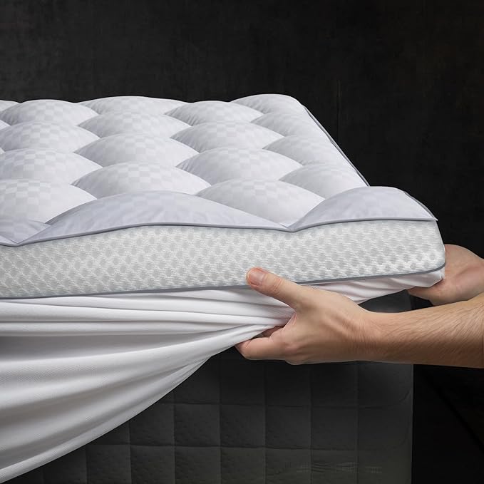 3 Inch Ultra-Fluffy Memory Foam Mattress Topper Cal King for Back Pain, Extra Soft Pillow Top Cal King Mattress Topper with 4X Support, Mattress Pad with Breathable Air Mesh Sides, 6-21'' Deep Pocket