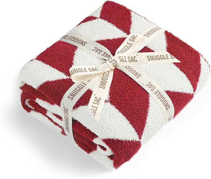 Snuggle Sac Christmas Red Blankets for Bed, Super Soft Warm Christmas Blankets Oversized Cozy Knit Fuzzy Blanket for Living Room, Red,60x80 inches