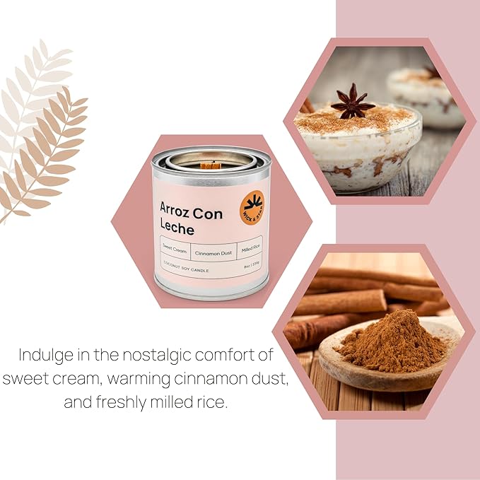 Wick & Star Vegan Non-Toxic, Wood Wick, Natural Coconut Soy Wax Aromatherapy Candle, Clean Burning (Arroz con Leche)
