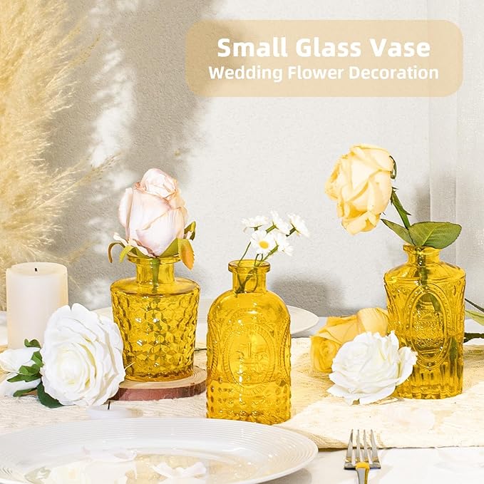 24PCS Mini Bud Vases As Wedding Centerpieces for Tables,Gold Bud Vases for Flowers,Small Flower Vases Suitable for Birthday Party,Anniversary,Wedding Reception,Baby Shower (Gold, 24PCS)