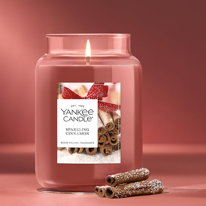 Yankee Candle, Sparkling Cinnamon Fall Scented Candle, 22oz Large Jar with up to 150 Hour Burn Time