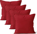 Encasa XO Throw Pillow Covers 18x18 in Set of 4 Deep Red | No Inserts | Cotton Pillow Covers for Living Room, Bed, Sofa, Couch | Decorative Cushion Covers with Improved Zipper