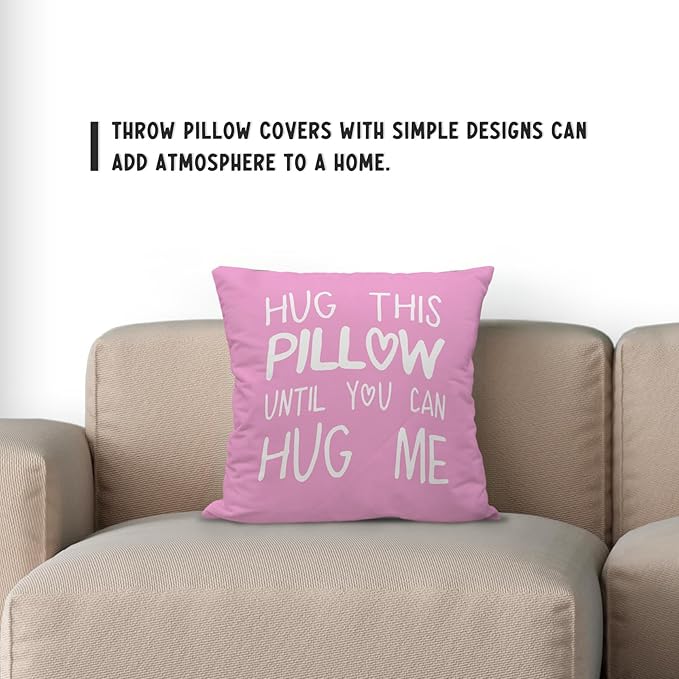 Sufamb Hug This Pillow Until You Can Hug Me Throw Pillow Covers Decor, 24'' x 24'' Pillow case, Boyfriend Girlfriend Birthday Gifts，Long Distance Relationships Gifts， Valentine's Day Gifts(Lilac)
