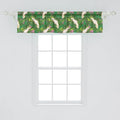 Lunarable Parrots Window Valance Pack of 2, Yellow Crested Cockatoo Bird with Tropical Foliage Exotic Caribbean Design, Rod Pocket Curtain Valances for Kitchen Bedroom, 54" X 12", Cream Green