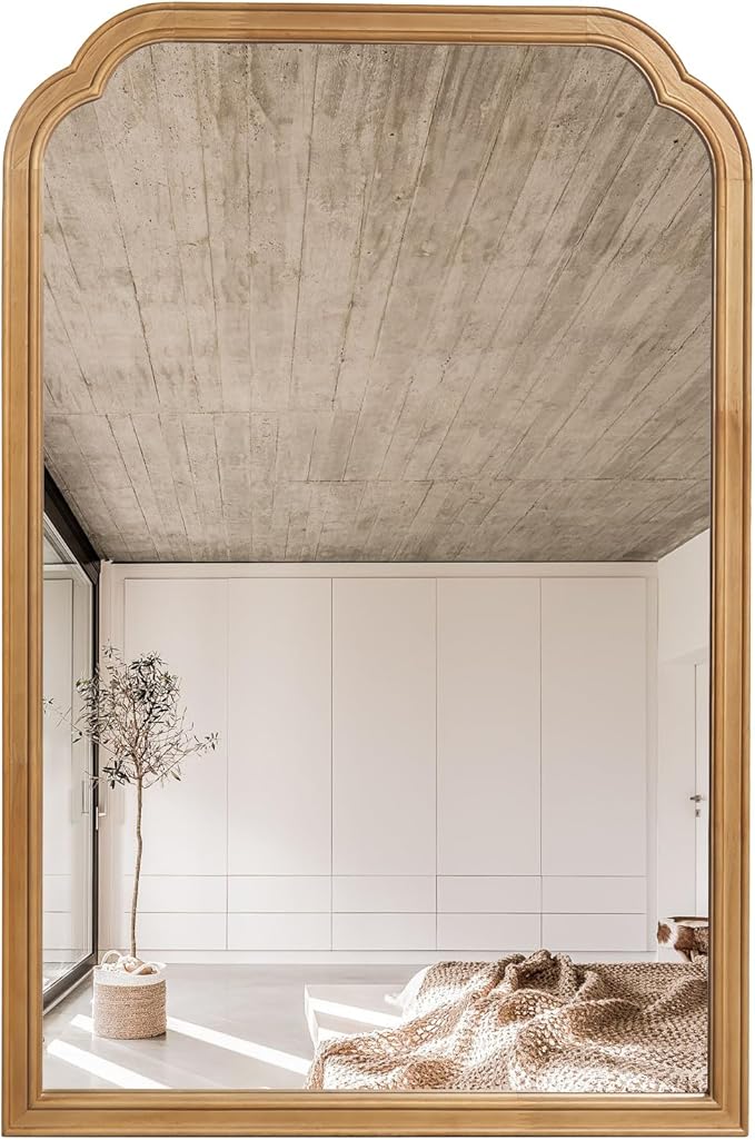 HOMECOOKIN Wood Frame Farmhouse Wall Mirror, 20" x 30" Wood Rustic Bathroom Mirror for Wall Decor Bedroom or Living Room Home Decor, Natural