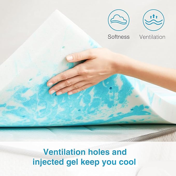 Mattress Topper, Twin XL Cooling Memory Foam Bed Toppers, 3 Inch Soft Mattress Pads for Sleeper Sofa, RV, Camper, CertiPUR-US Certified