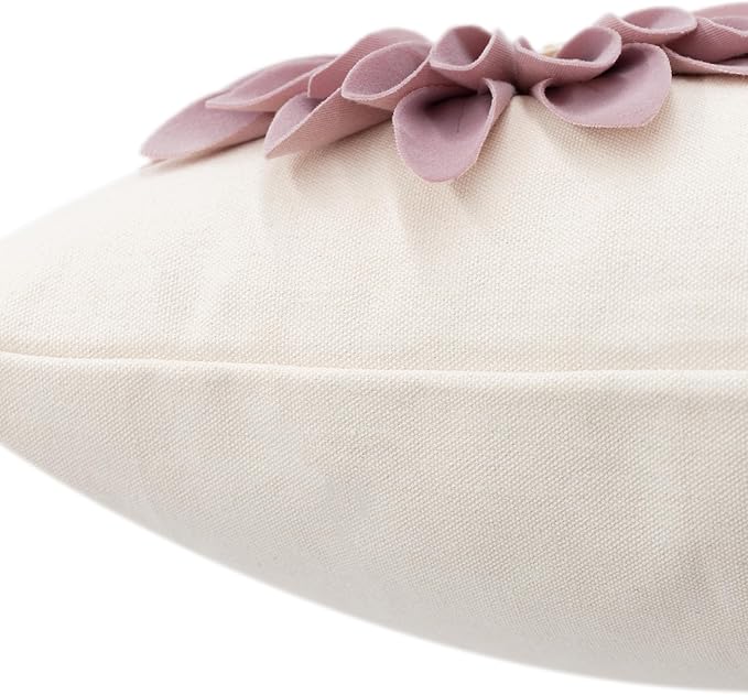 JWH Decorative Flower Throw Pillow Covers 3D Sunflower Pillow Case Velvet Floral Cushion Creamy White Pillowcase for Bed Living Room Couch Chair Decor 18x18 Inches Dusty Pink