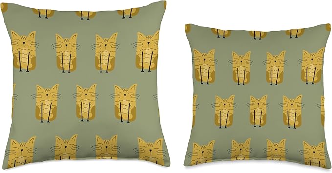 Cute Scandinavian Animals Designs Scandinavian Cat Boho Pattern Throw Pillow, 18x18, Multicolor