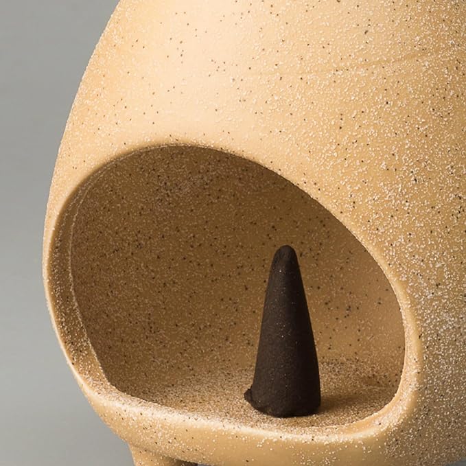 Palo Santo Holder Burner, Handcrafted Ceramic Incense Holder Burner and Ash Catcher for Palo Santo Sticks or sage Bundles, Smudge Bowl, Meditation Home Decor(Beige)