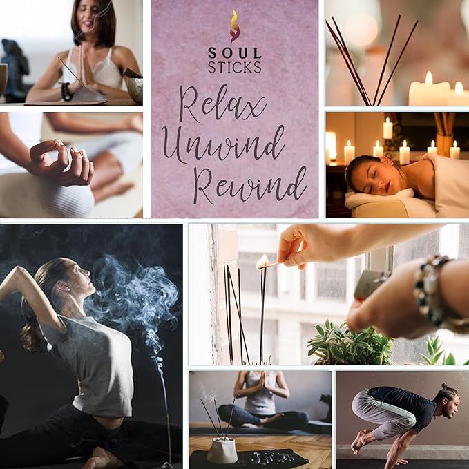 SOUL STICKS Hand-Rolled Incense Sticks Divine Spirit Blends 180 Gram Box | 100% Natural Masala Incense Organic Home Fragrance Agarbatti (7 Chakras)