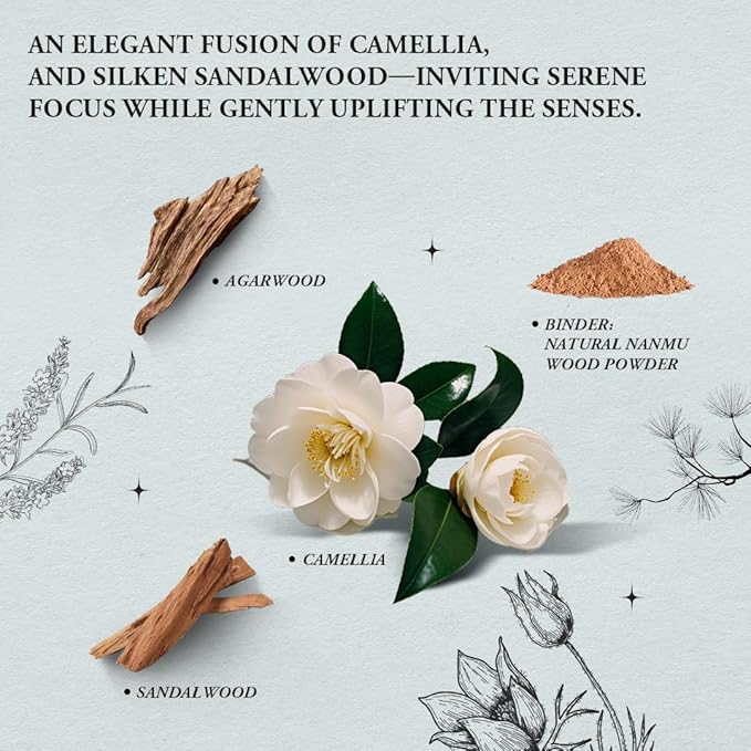 Focus & Harmony - Innergy Camellia Incense Sticks, Natural Floral Essence for Reading Calm, 150 Sticks