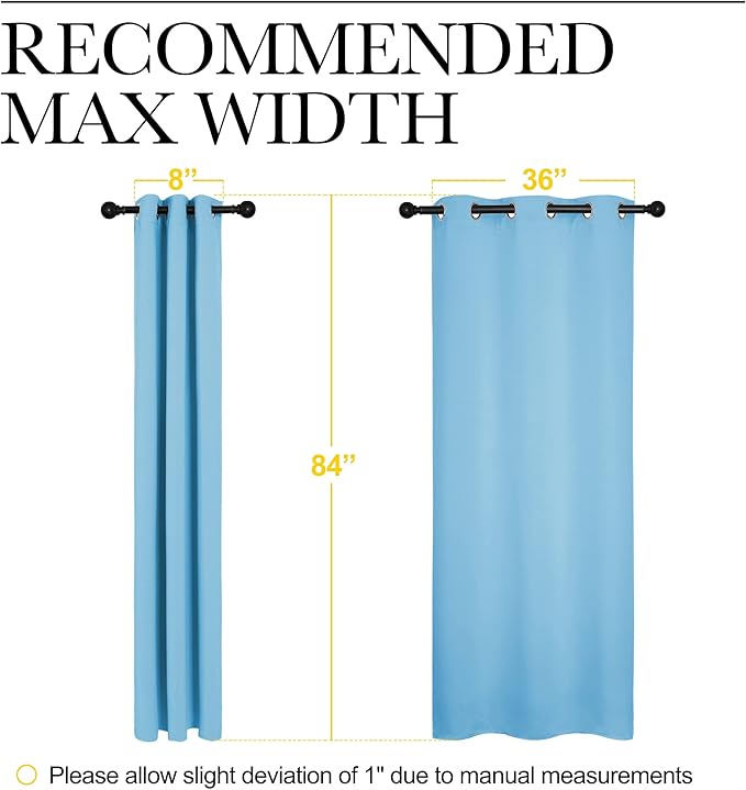 NICETOWN Triple Weave Thermal Insulated Ring Top Blackout Window Curtains for Bedroom (Double Panels, 42 inches x 84 inches, Blue)