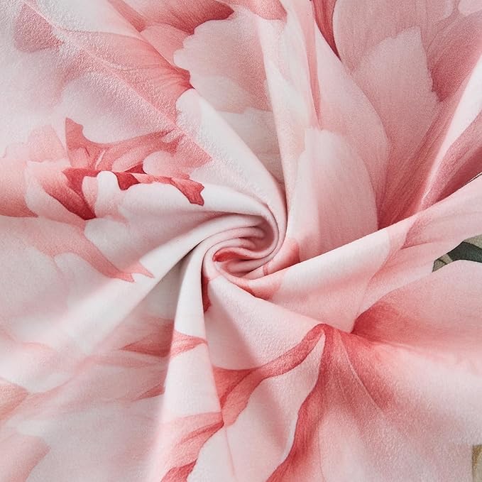 Pink Floral Throw Pillow Covers 18x18 Set of 2, Decorative Peony Flower Cushion Cases, Soft Holland Velvet Cushion Covers for Farmhouse Sofa Couch Bed Home Decor