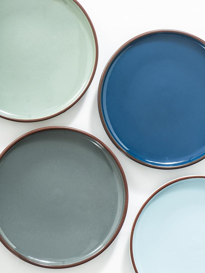 UNICASA Ceramic Dessert Plates - Salad Plates Set of 4, 8.25 Inch Round Serving Dishes Set for Pasta - Stoneware Dinnerware Set for Kitchen, Dishwasher&Microwave Safe - Assorted Colors