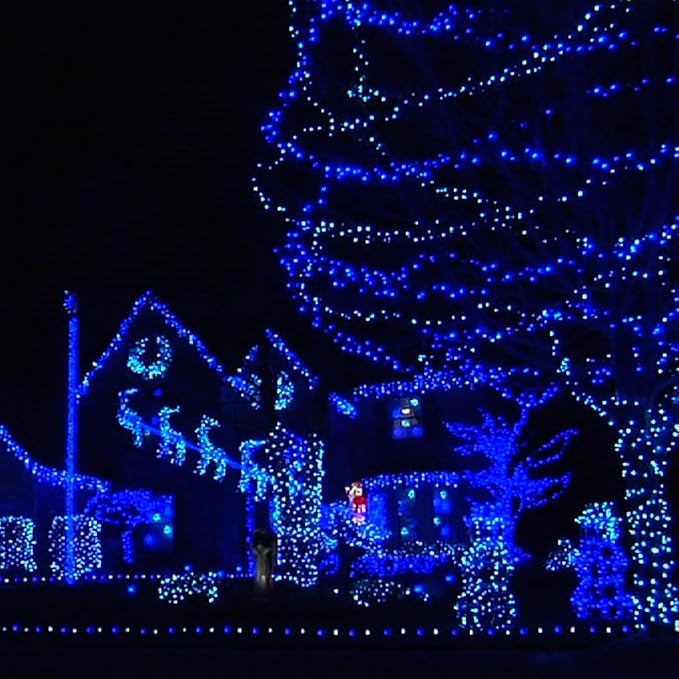 Dazzle Bright Outdoor Christmas String Lights, 1000 LED 328 FT Plug in Fairy Light with Remote Control 8 Modes & Timer, Waterproof Decoration for Home Garden Yard Xmas Wedding, Blue