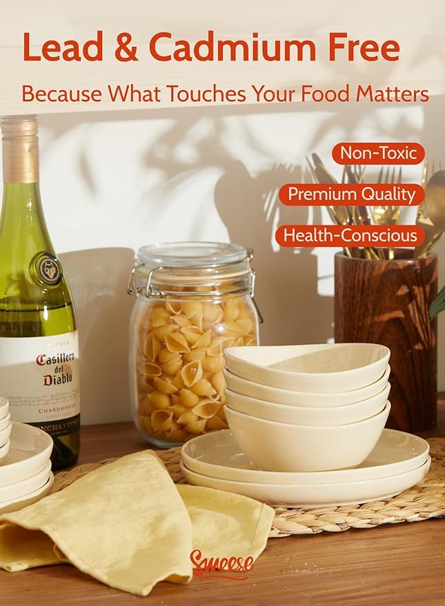 Sweese Porcelain Bowls 6-Pack - 5 Inch, 10 oz for Dessert, Soup, Rice, Microwave, Dishwasher Safe - Beige