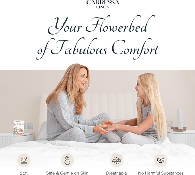 Carressa Linen 100% Egyptian Cotton Pillow Cases Standard/Queen Size Set of 2 - Luxury 1500 Thread Count Sateen Light Blue Pillow Cases, Silky Soft Cotton Pillowcases Fits Standard & Queen Pillows