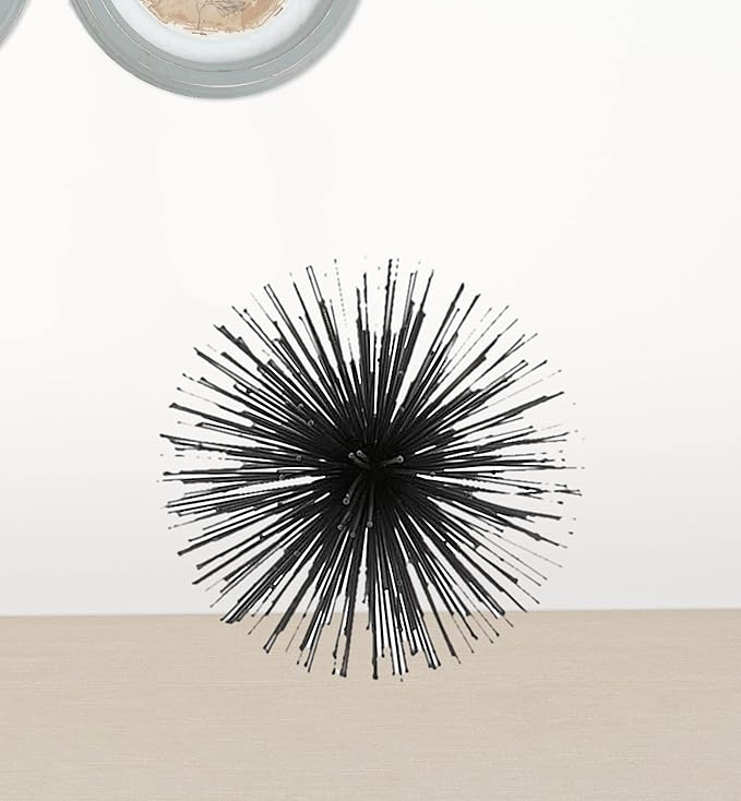 Modern Day Accents 5351 Erizo Spiked Medium Black Sphere, Coffee Table Room Decor, Black Decor, Table Decor, Shelf Decor, Modern Decor, Starburst Centerpiece, Spike Ball Decoration, Home, 8" D