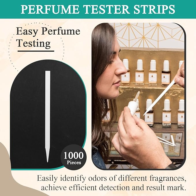 1000 Pieces Perfume Tester Strips - Perfume Paper Test Strips -Premium Fragrance Tester Strip for Scent Evaluation, Disposable Fragrance Test Strips for Aromatherapy & Spice Oils(White,Sharp)