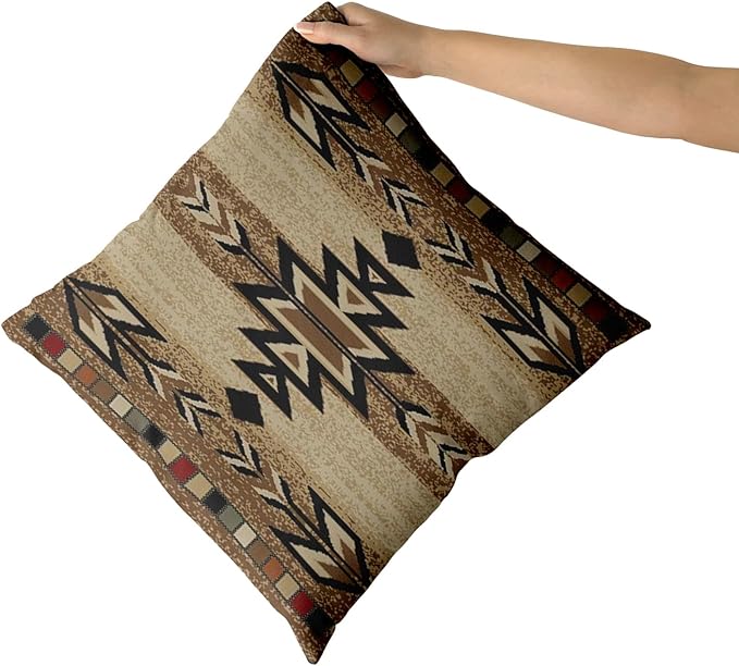 Giwawa Southwestern Throw Pillow Covers 20"x20", Rustic Terracotta Native American Pillowcases, Aztec Tribal Geometric Print Square Cushion Covers for Sofa Couch Bedding Car Decor, Set of 2