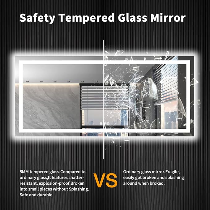 LOAAO 72X32 LED Bathroom Mirror with Lights, Anti-Fog, Dimmable, Backlit + Front Lit, Lighted Bathroom Vanity Mirror for Wall, Shatter-Proof, Memory Function, ETL Listed