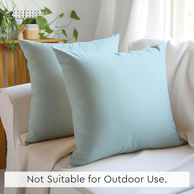 Encasa XO Throw Pillow Covers 22x22 in Set of 2 Ice Blue | No Inserts | Cotton Pillow Covers for Living Room, Bed, Sofa, Couch | Decorative Cushion Covers with Improved Zippers