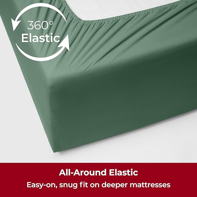 Mellanni Extra Deep King Sheets - 4 PC Iconic Collection Bedding - Hotel Luxury, Ultra Soft, Cooling Bed Sheets - Wrinkle, Fade, Stain Resistant (King, Emerald Green)